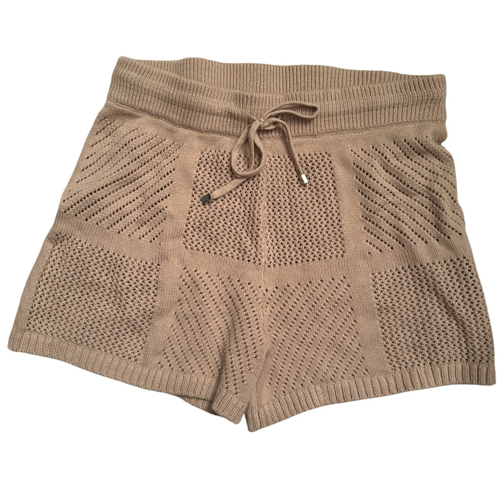 Knit Drawstring Shorts in Taupe